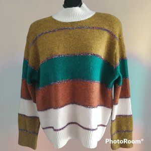 L🎄Allison New York VINTAGE MULTICOLORED STRIPE COMFY SWEATER